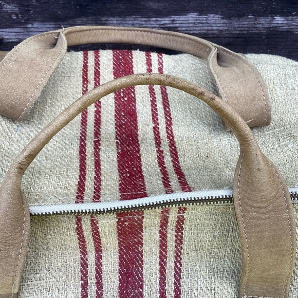 NEW free people Duffel jute linen weekender BAG - Picture 7 of 10